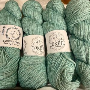 La Bien Aimee Corrie medium/worsted seaglass yarn. 4 skeins. Each one 250 yards